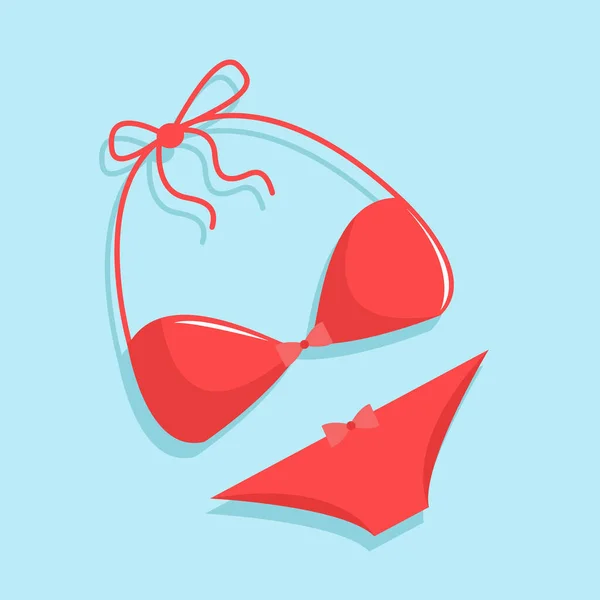 Eenvoudige Leuke Illustratie Van Twee Stuk Bikini Zachte Blauwe Achtergrond — Stockvector