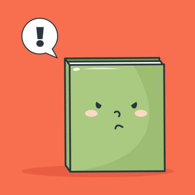 Bir Kitabın Şirin İllüstrasyonu Kırmızı Arkaplanda Çizgi Film Biçiminde Sinirlen