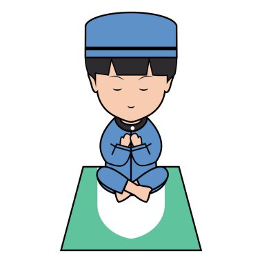 Müslüman Çocuk 'un Dua Edildiğinde Sevimli Çizimi