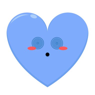 Beyaz Arkaplanda Baş döndürücü İfadesi Olan Mavi Aşk Karakterinin Sevimli Resimleri