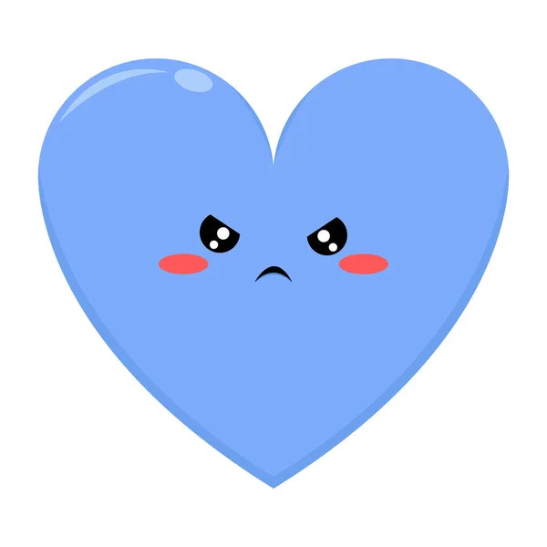 Illustration Mignonne Personnage Amour Bleu Avec Expression Colère Sur Fond — Image vectorielle