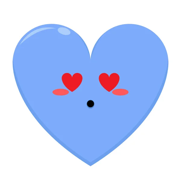 Cute Ilustracja Blue Love Character Wyrażeniem Miłości Białym Tle — Wektor stockowy