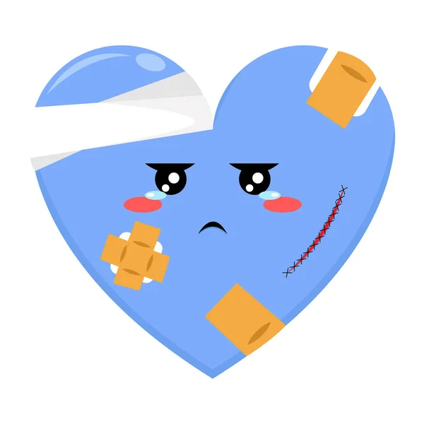 Illustration Mignonne Personnage Amour Bleu Avec Mauvais État Sur Fond — Image vectorielle