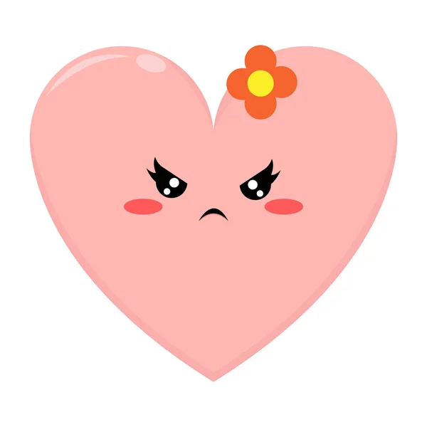 Симпатичная Иллюстрация Персонажа Розовой Любви Гневом Белом Фоне — стоковый вектор