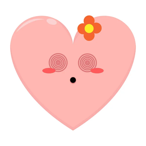 Cute Ilustracja Różowy Charakter Miłości Zawroty Głowy Wyrażenie Białym Tle — Wektor stockowy