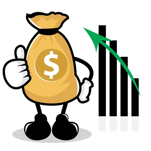 Illustrazione Dei Profitti Aumentati Con Carattere Della Borsa Dei Soldi — Vettoriale Stock