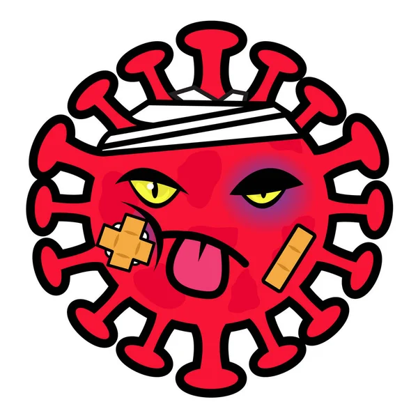 Red Vector Illustratie Van Red Corona Virus Karakter Met Zwart — Stockvector