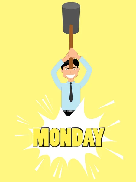 Zakenman met het woord "Monday", — Stockvector