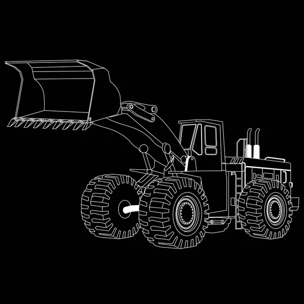 Witte strepen bulldozer, — Stockvector