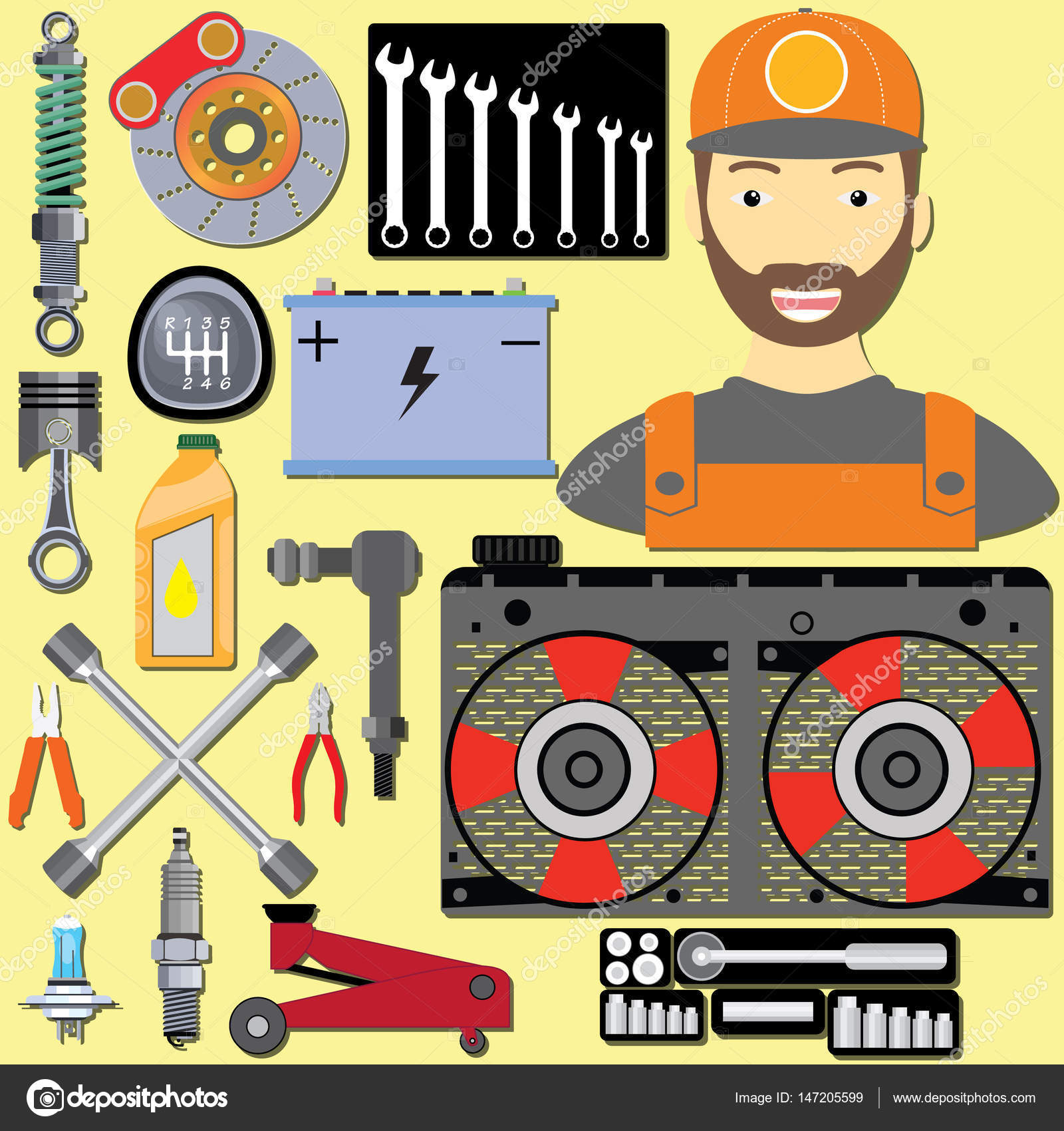 Garage et dessin animé mécanicien image vectorielle par ...