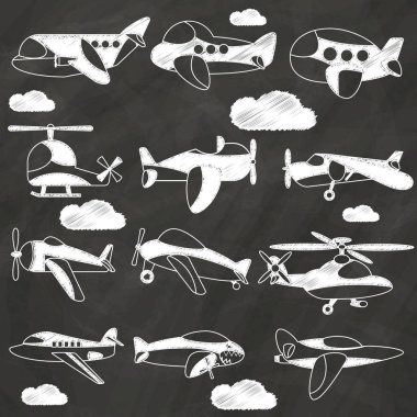 Uçakta kara tahta düz vektör tasarımı