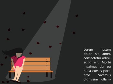 Ne yazık ki kız kasvetli, düşünceli darkn bankta oturdu