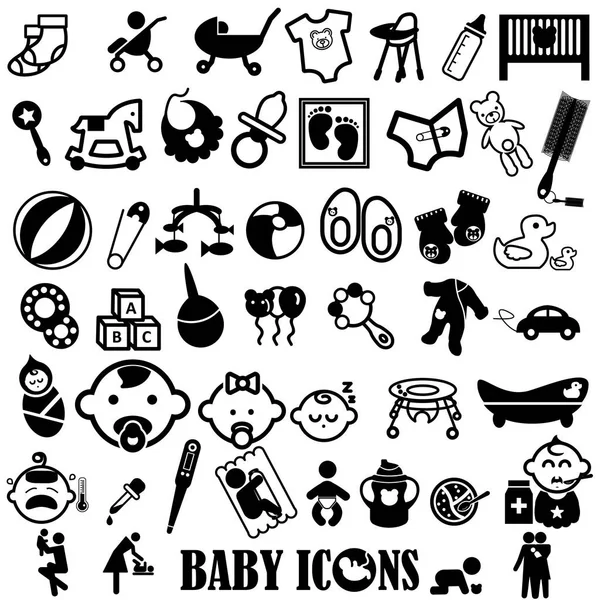 Ícones de bebê de cor traseira — Vetor de Stock