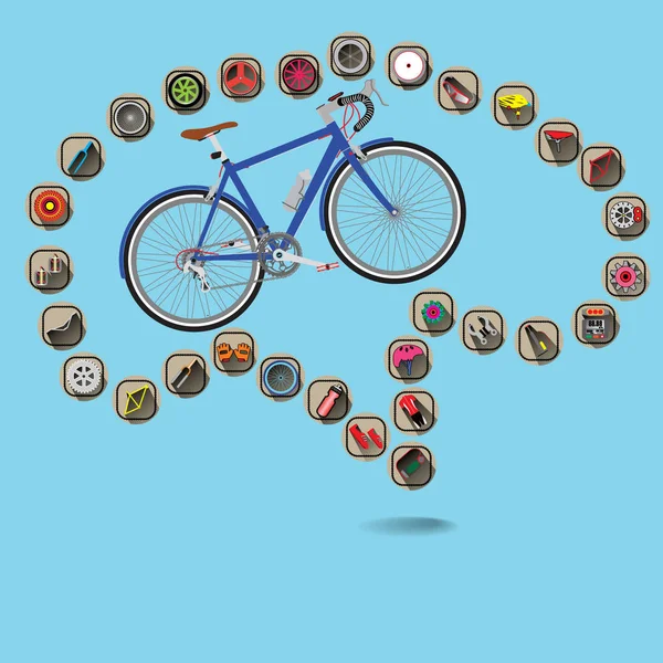 Σχεδίαση επίπεδη διάνυσμα εικόνες ποδηλάτου — Διανυσματικό Αρχείο