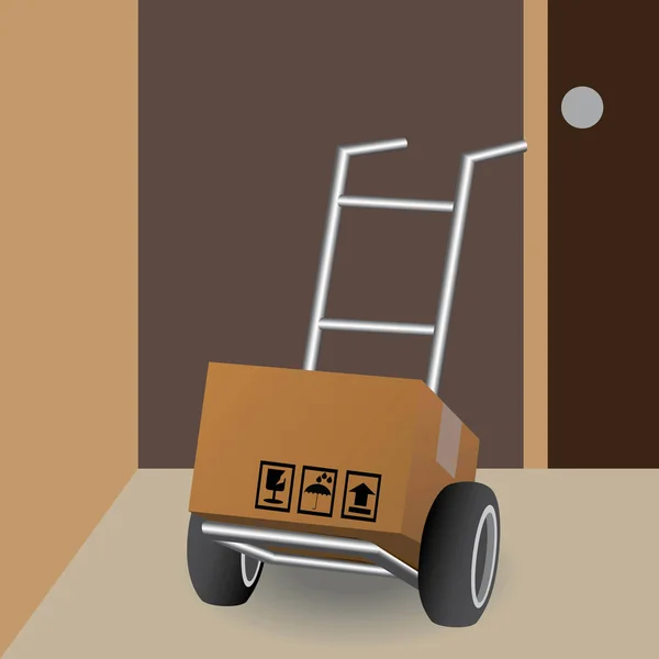Chariot et boîte de colis — Image vectorielle