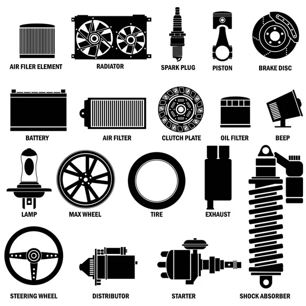 Iconos de piezas de coche — Vector de stock