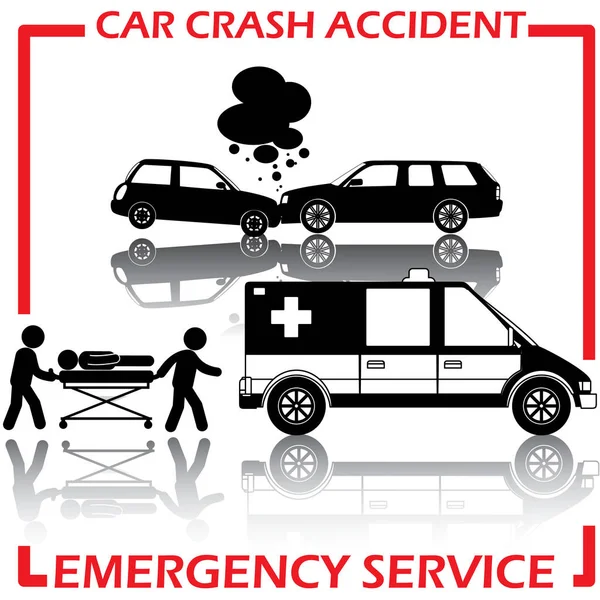 Shape car crash and emergency service — Stock Vector