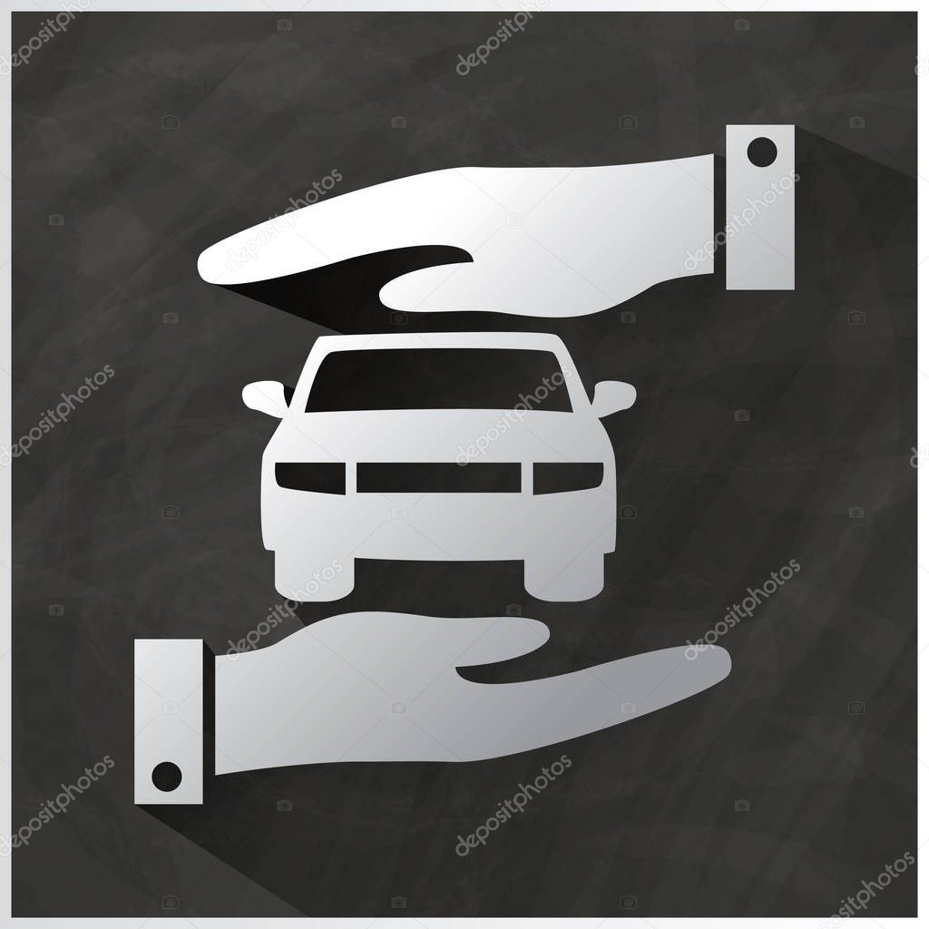 White car Insurance icons on chalk board