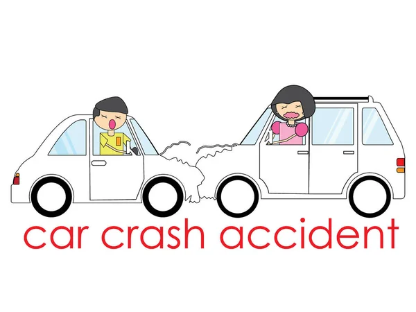 Car crash, with two cars front collide hit. — Stock Vector