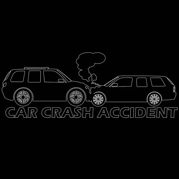 Voorzijde auto-ongeluk en ongeval door witte streep — Stockvector