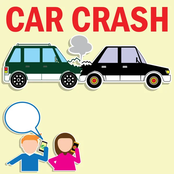 Conductores llamando al seguro después de un accidente de coche — Archivo Imágenes Vectoriales