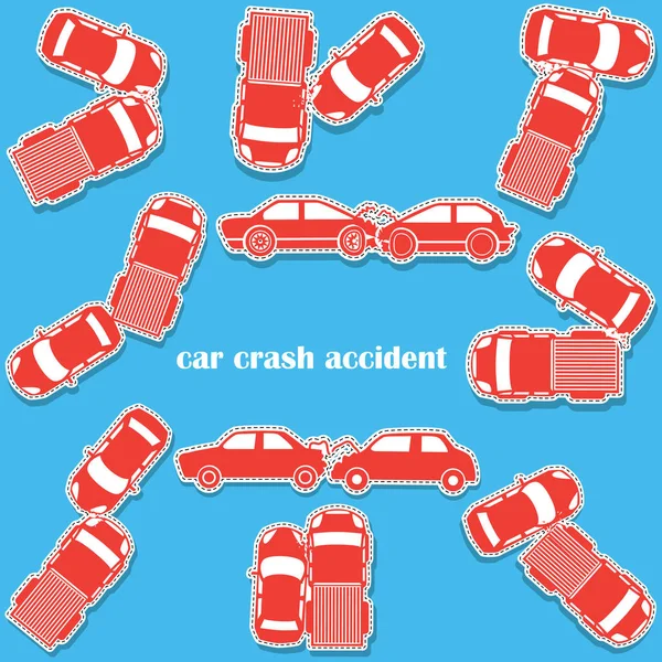 Iconos de accidente de coche en formato de etiqueta — Archivo Imágenes Vectoriales