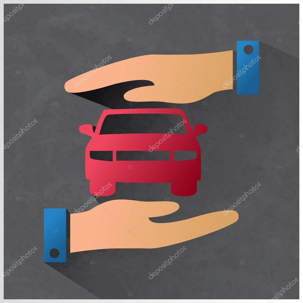 Color car Insurance icons on cement wall