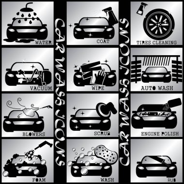 Gümüş renkli carwash simgeleri