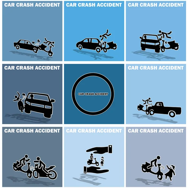 Ατύχημα μεταξύ μιας μοτοσικλέτας και αυτοκινήτου — Διανυσματικό Αρχείο
