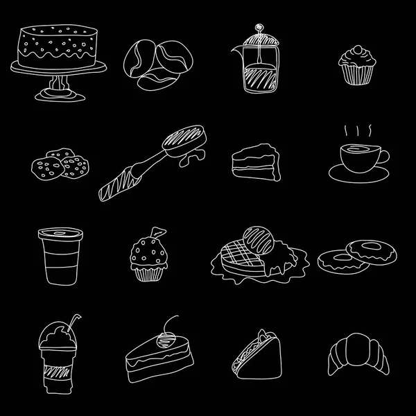 Ikonen des Kaffees und der Bäckerei — Stockvektor