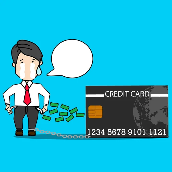 Biznesmen, płacz dla zadłużenia karty kredytowej. — Wektor stockowy