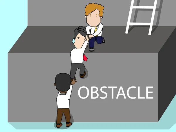 Un homme d'affaires aide ses collègues à monter les escaliers — Image vectorielle