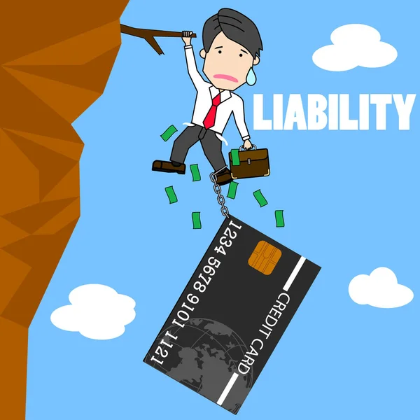 Homme d'affaires essayer dur pour tenir sur la falaise — Image vectorielle