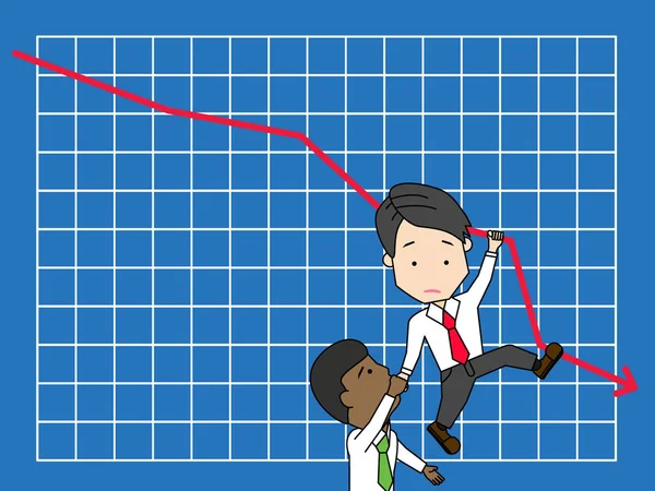 Podnikatelé na grafy klesající pomoc — Stockový vektor
