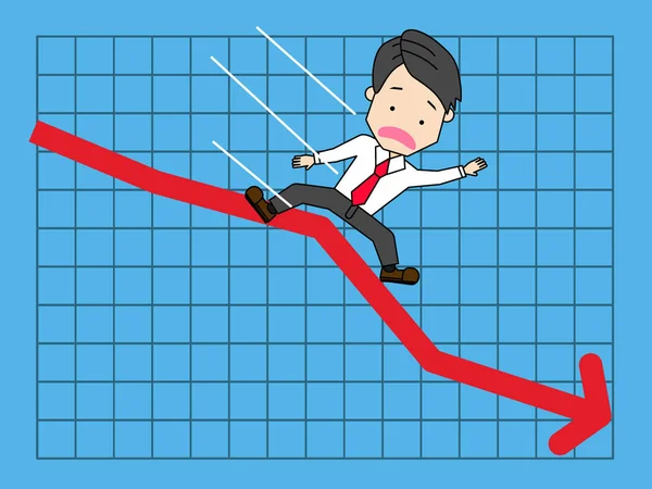 Podnikatelé jsou uklouznutí grafy na padající dolů. — Stockový vektor