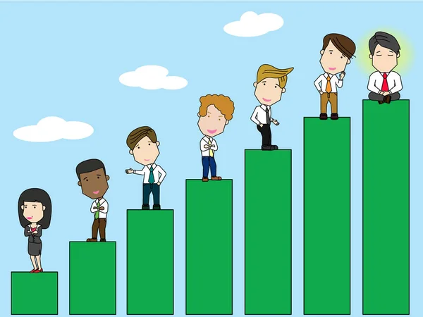 Geschäftsleute Gruppe Human Resources stehen auf dem Diagramm. Lustige Wohnung — Stockvektor