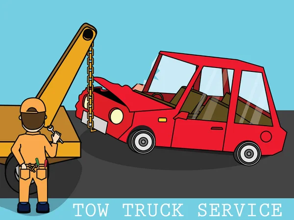 Mekanik vinç arabayı kaldırmak için sadece o accide kullanıyor