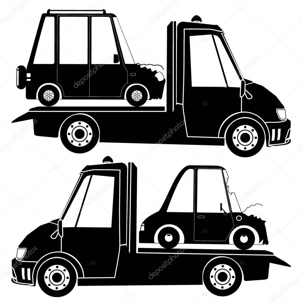 Tow Car Sign Isolated on White Background. Flat vector concept.