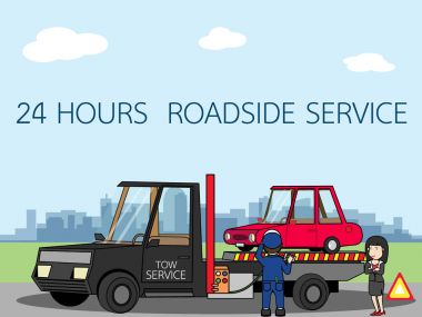 Araba hurda yardım ve çekme makinist ve kadın kurbanlar.