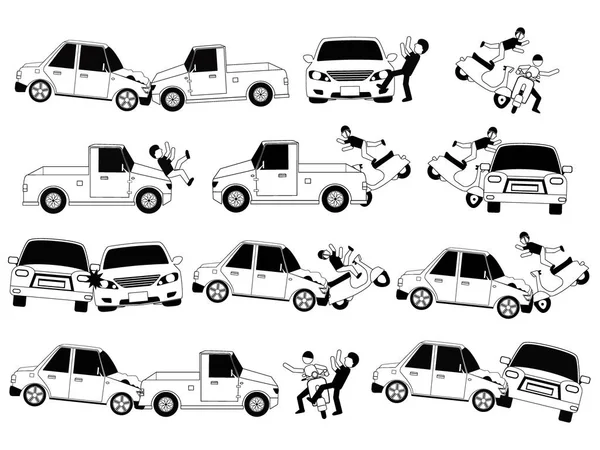 Bilolycka och olyckor på vägen — Stock vektor
