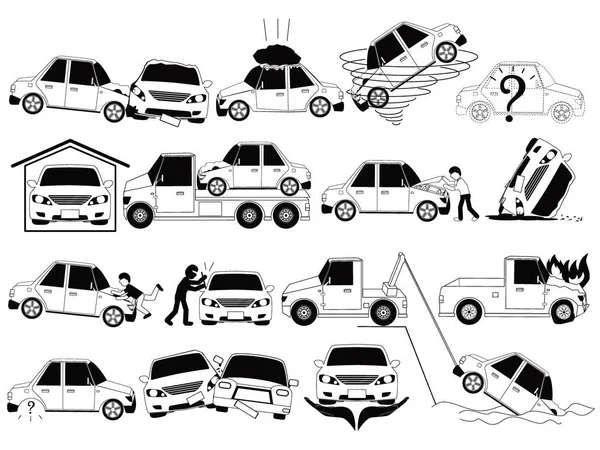 Bilolycka och olyckor — Stock vektor