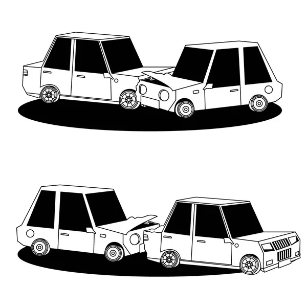 Incidenti stradali silhouette vettoriale impostato . — Vettoriale Stock