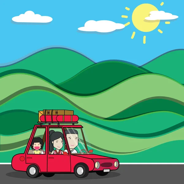 Dağları ile bir yolda araba ile seyahat