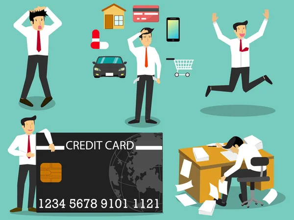Biznesmen z kart kredytowych. — Wektor stockowy