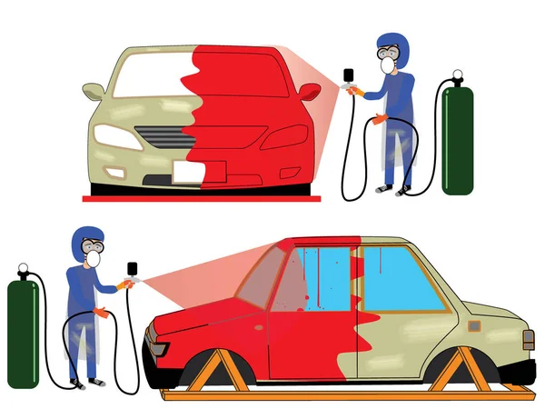 Pintura en aerosol coche taller de reparación de colisión . — Archivo Imágenes Vectoriales