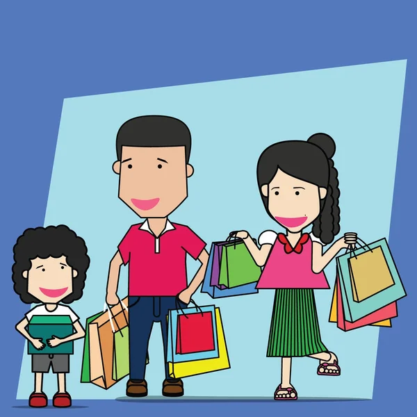 Família Compras Compras Bens , —  Vetores de Stock