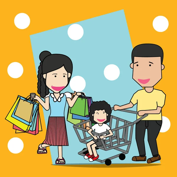 Семейный шоппинг — стоковый вектор