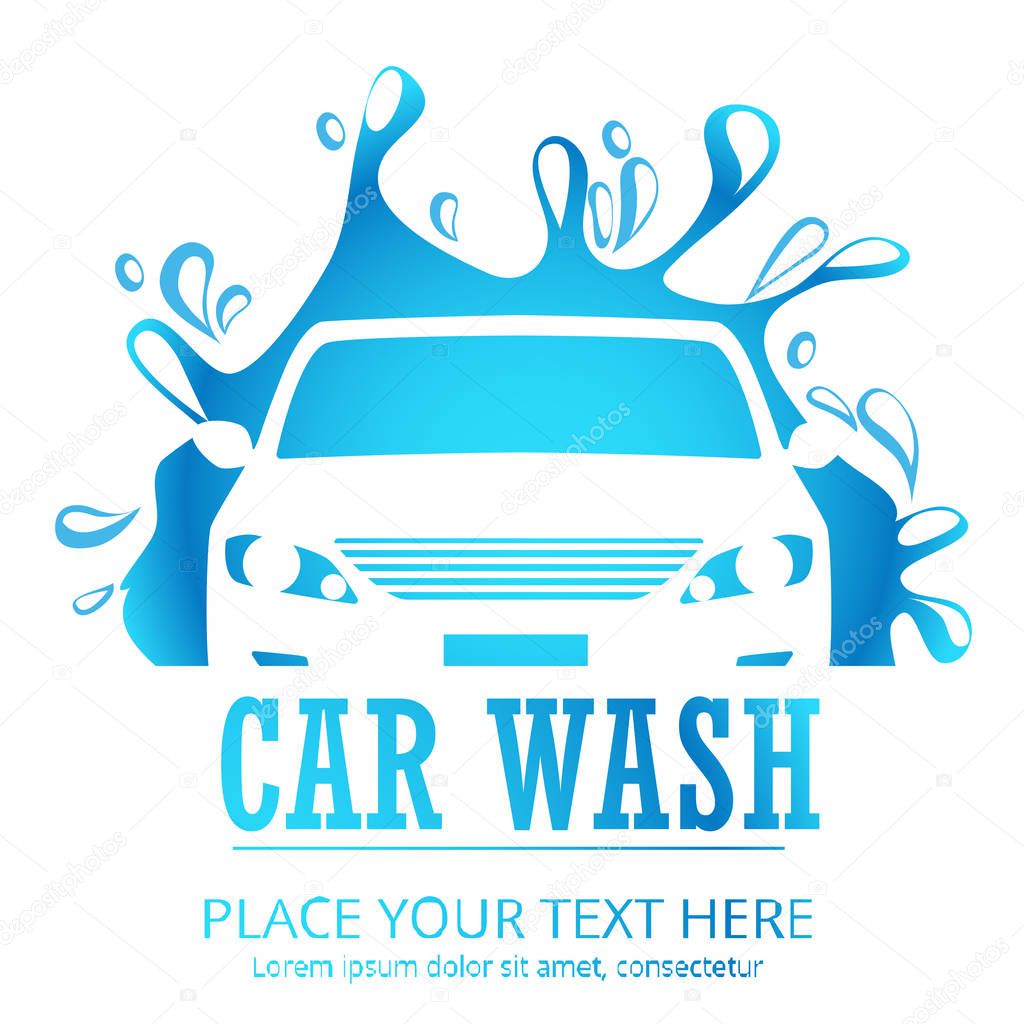 Car wash cartoon logo. 