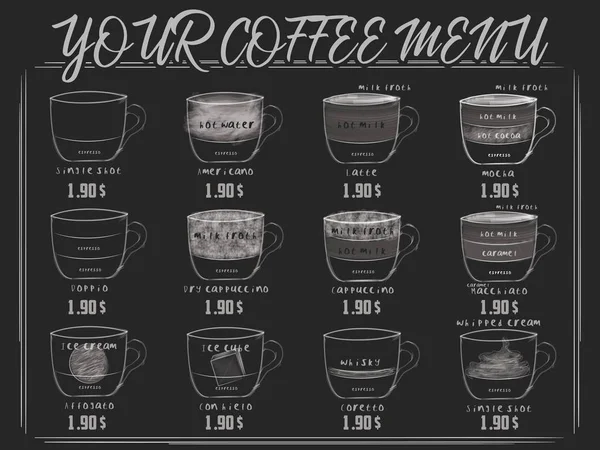 Különböző kávé vintage stílusban — Stock Vector