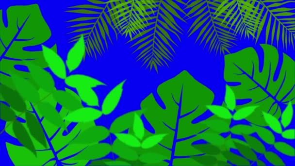 Animación Pantalla Azul Las Hojas Las Plantas Hermosas Parte Pasar — Vídeos de Stock